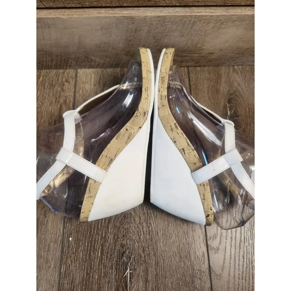CHAPS Womens White Leather Wedge Heel Sandal Size 7.5 - Picture 6 of 7